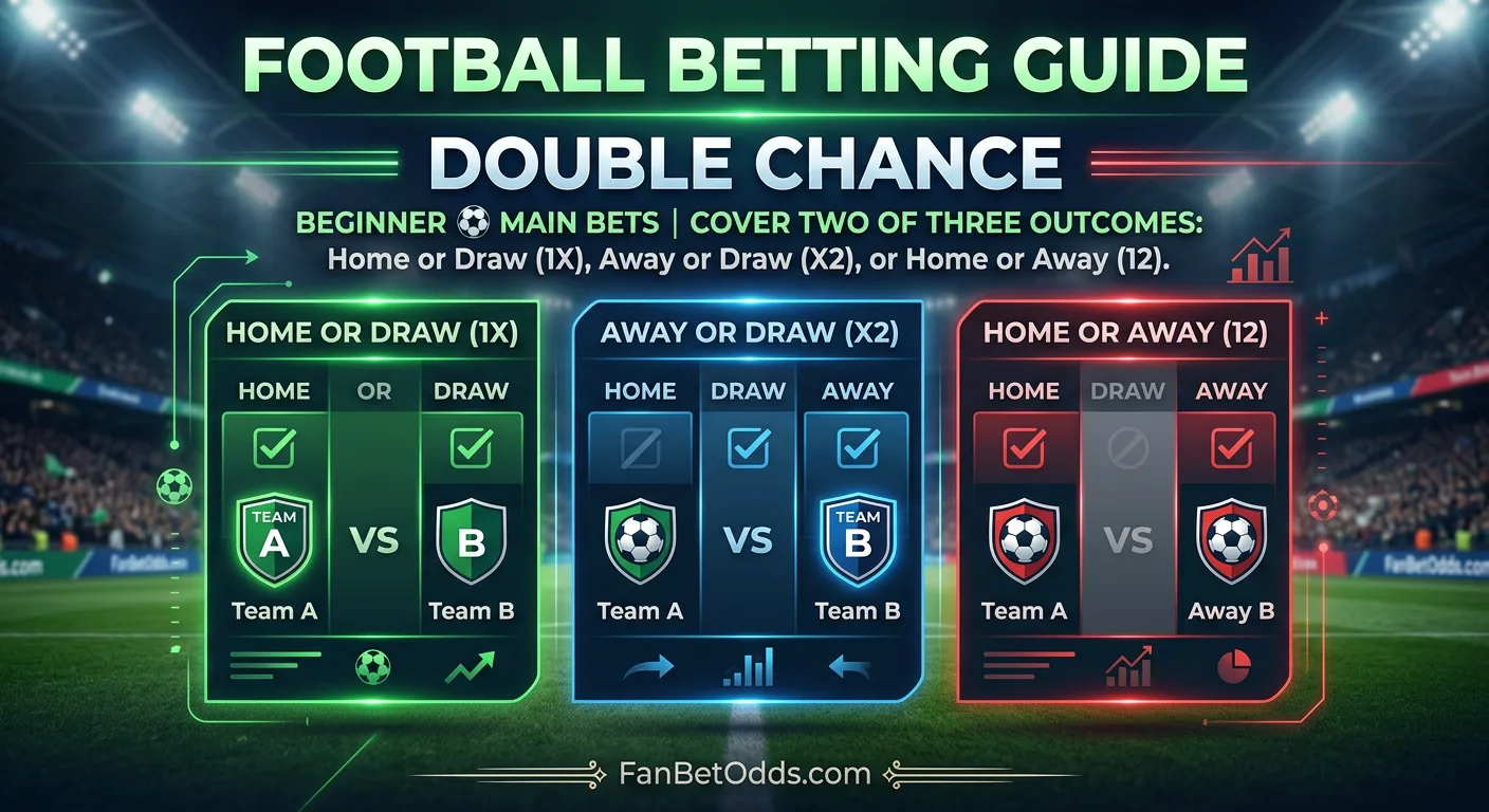 Double Chance betting guide - cover two of three outcomes (1X, X2, 12) for World Cup 2026
